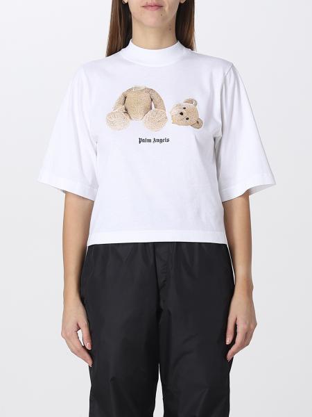 T-shirt cropped Teddy Palm Angels in cotone