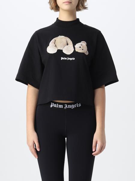 Maglia Palm Angels nera: T-shirt cropped Teddy Palm Angels in cotone
