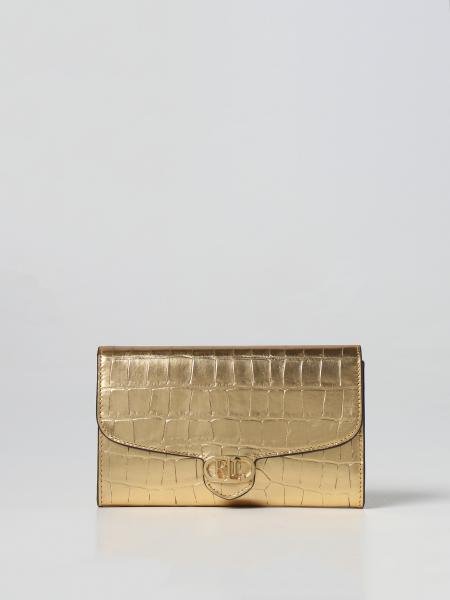 Borsa wallet Lauren Ralph Lauren in pelle laminata stampa cocco