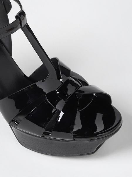 SAINT LAURENT: Tribute sandals in patent leather - Black | Saint ...