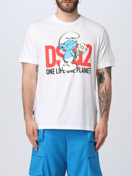 DSQUARED2: Smurfs One Life One Planet X cotton t-shirt - White | Dsquared2  t-shirt S78GD0088S24558 online at GIGLIO.COM