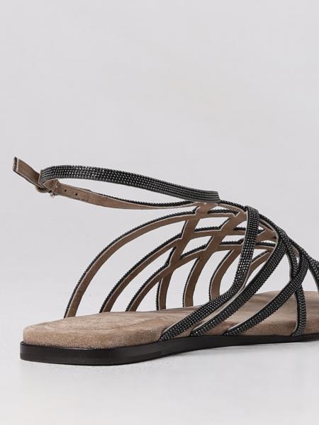 BRUNELLO flat sandals for woman - Brown | Brunello Cucinelli flat sandals online on GIGLIO.COM