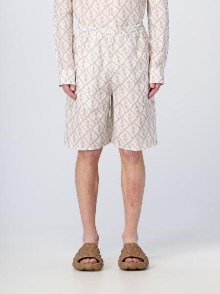 FENDI: linen shorts - Beige | Fendi short FB0860AN0K online on GIGLIO.COM