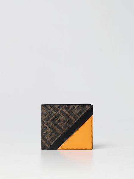 Fendi wallet in leather and coated cotton with monogram