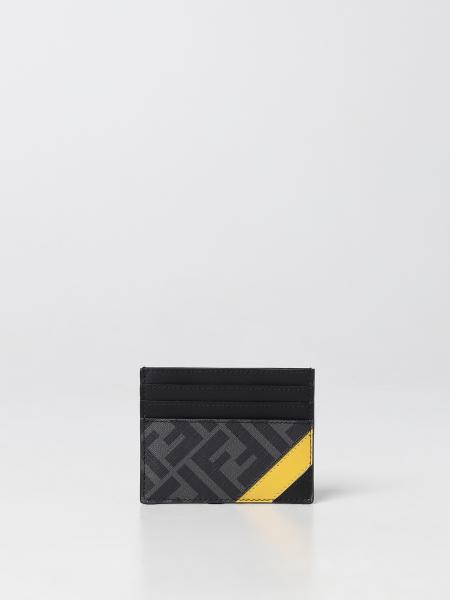 Fendi credit card holder in leather and coated fabric