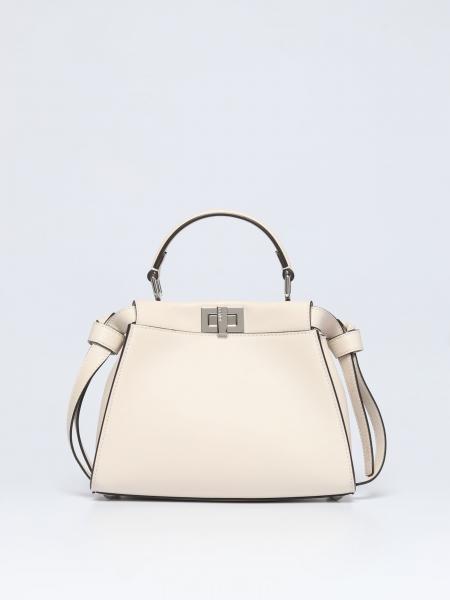 FENDI: Peekaboo Mini bag in leather - Yellow Cream | Fendi handbag ...