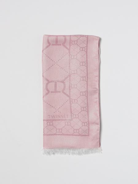 Twinset modal scarf with all-over logo for women Fuchsia/Camel