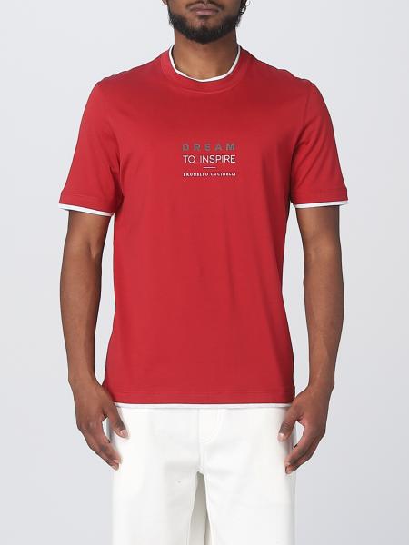 BRUNELLO CUCINELLI: cotton T-shirt - Red | Brunello Cucinelli t-shirt ...