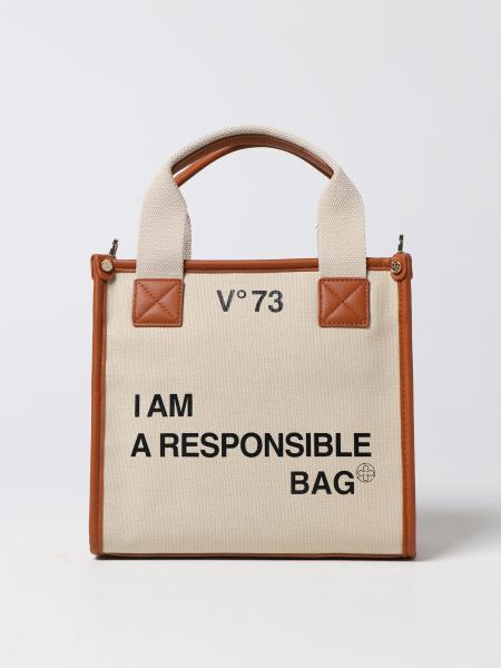 Borsa V73 in canvas e pelle sintetica con logo stampato
