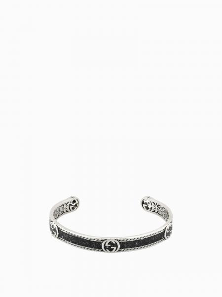 Bracciale Interlocking G Cuff Gucci in argento smaltato con monogramm GG e cresta decorata