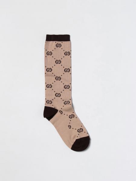 GUCCI: cotton socks with GG jacquard monogram - Yellow Cream | Gucci ...