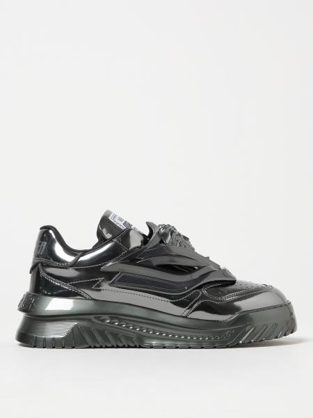 VERSACE: odyssey sneakers in patent leather - Grey | Versace sneakers ...