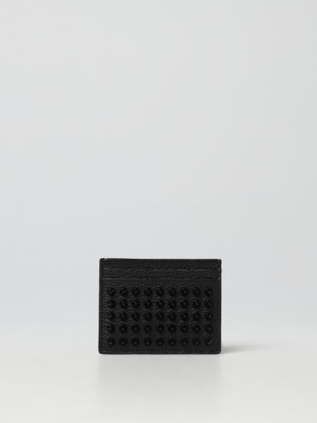 CHRISTIAN LOUBOUTIN: Kios Spike credit card holder in grained