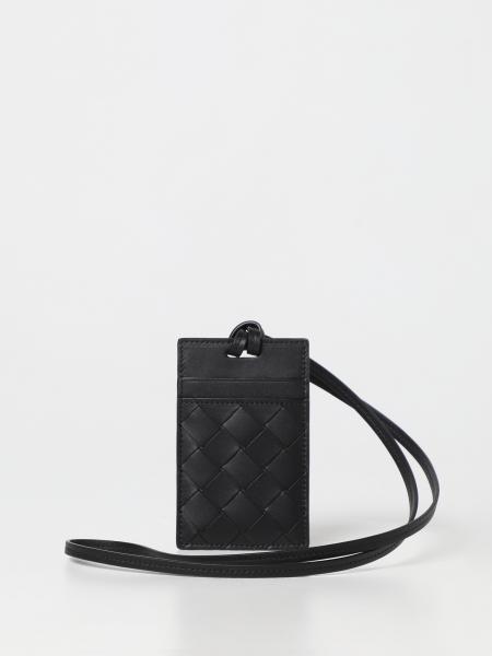 BOTTEGA VENETA: credit card holder in woven leather - Black | Bottega ...