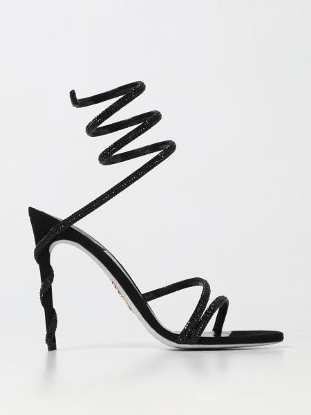 Sandalo margot renè caovilla in suede con strass all over