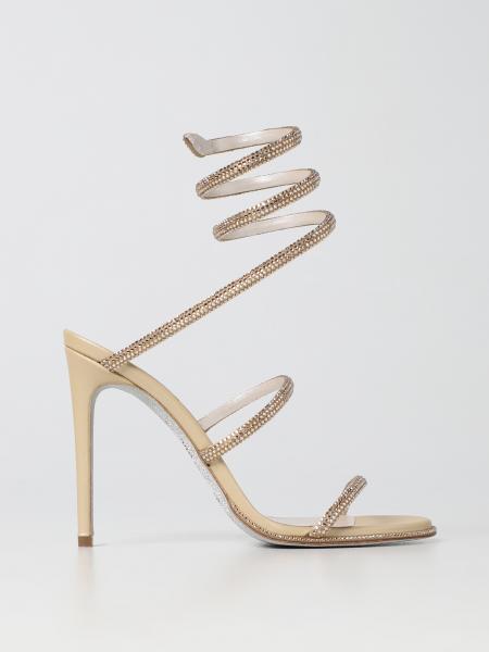 RENE CAOVILLA: Cleo sandals in satin with all over rhinestones - Brown ...