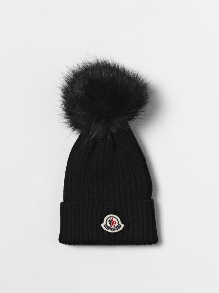 MONCLER: hat in ribbed virgin wool - Black | Moncler girls' hats ...