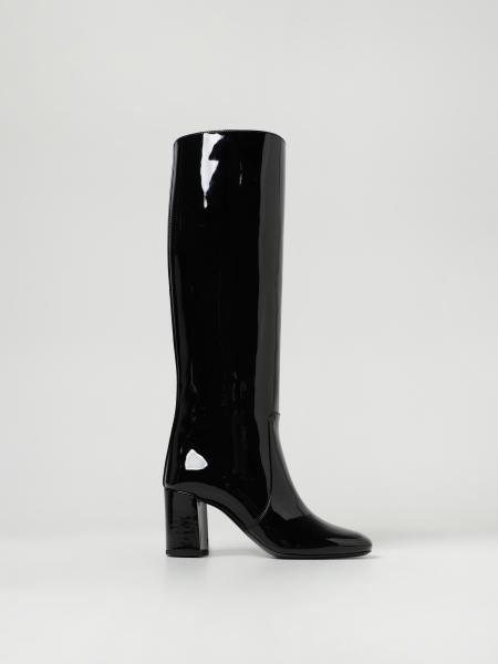 SAINT LAURENT: patent leather boots - Black | Saint Laurent boots ...
