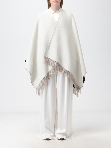 FENDI: Reversible cape in wool and cashmere blend - Tobacco