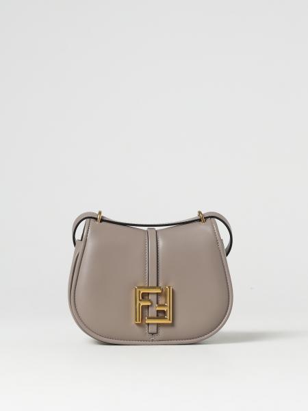 FENDI: C'mon Mini bag in leather with FF monogram - Grey