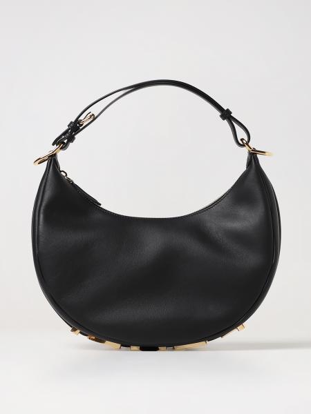 FENDI: bag in leather - Black | Fendi shoulder bag 8BR798A5DY online at ...
