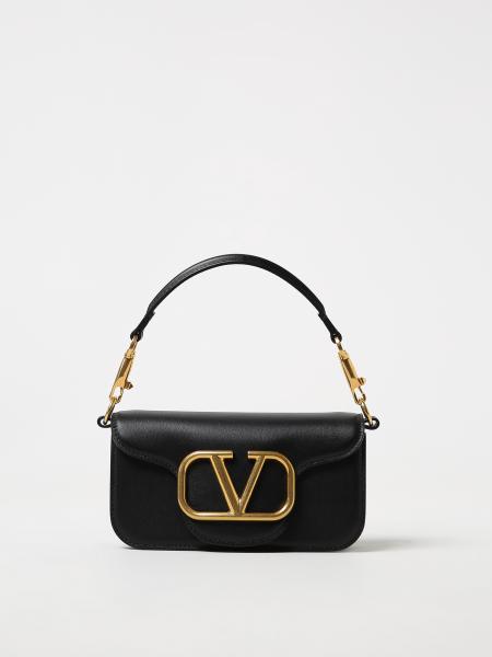 VALENTINO GARAVANI: Locò bag in leather with logo - Black | Valentino ...