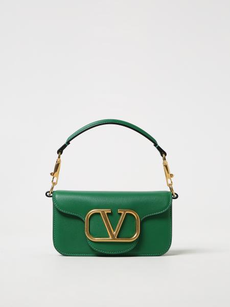 VALENTINO GARAVANI: Locò bag in leather with logo - Pistachio ...