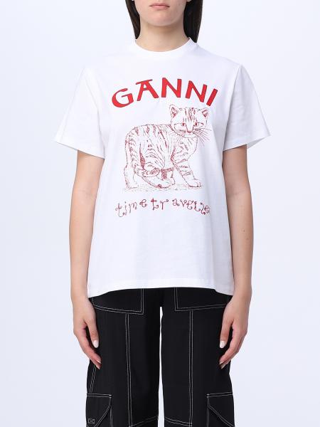 GANNI: cotton t-shirt - White | Ganni t-shirt T3544 online at GIGLIO.COM