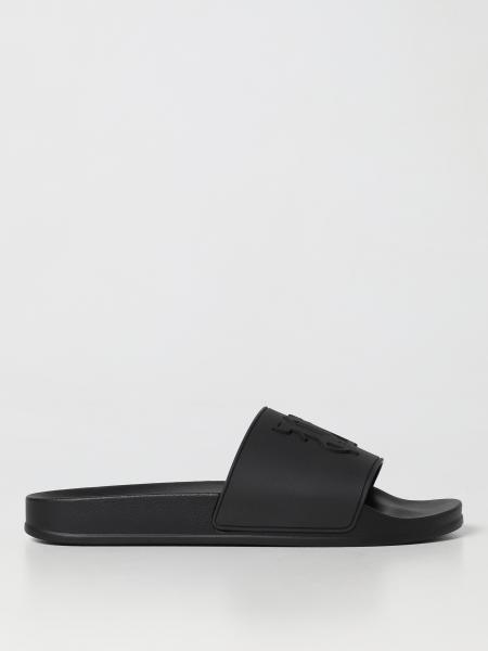 PALM ANGELS: Rubber sliders - Black | Palm Angels flat sandals ...