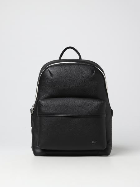 BALLY: Ribbon backpack in grained leather - Black | Bally backpack ...