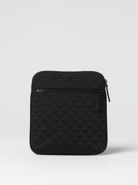 EMPORIO ARMANI: flat shoulder bag - Black | Emporio Armani shoulder bag ...