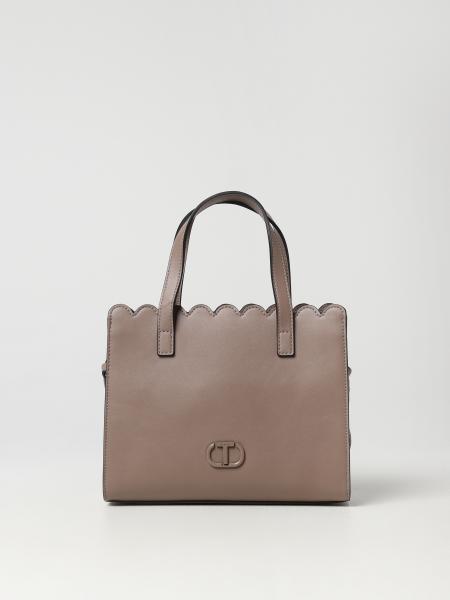 TWINSET: bag in chevron pattern synthetic leather - Dove Grey