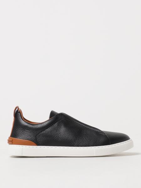 ZEGNA: Triple Stitch™ low top nappa leather sneakers - Black | Zegna ...