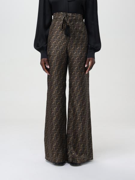 FENDI: trousers for women - Tobacco  Fendi trousers FR6537A8G3 online at
