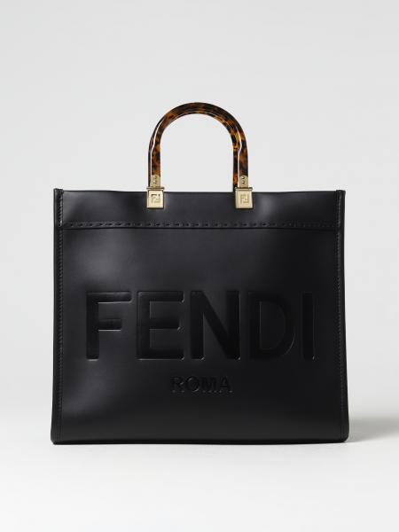 FENDI: Sunshine leather bag - Black | Fendi tote bags 8BH386ABVL online ...