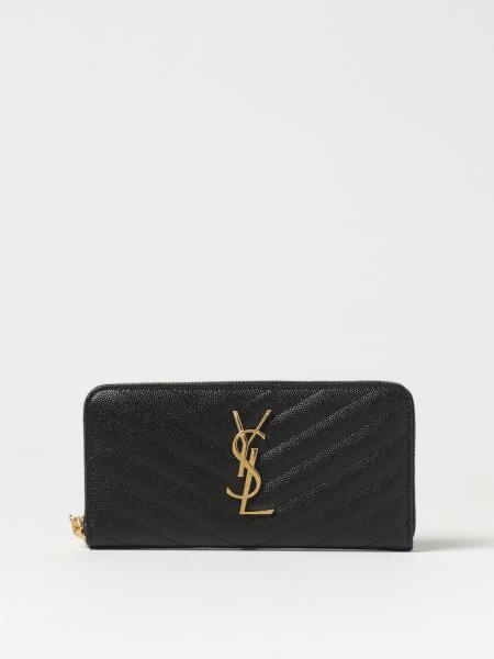 SAINT LAURENT PORTAFOGLIO: Porta carte YSL in pelle grain de poudre, Portafoglio Saint Laurent donna - 423291 BOW01 Nero