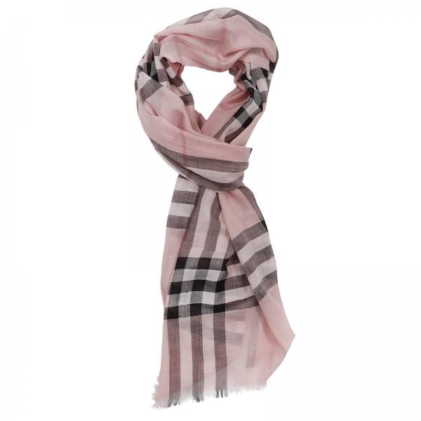 Burberry Outlet Scarf women Pink Scarf Burberry AMU GAUZE GIANT