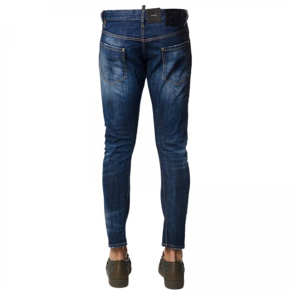 Dsquared2 Outlet: Jeans in cotone stretch used con zip decentrata - Blue | Jeans  Dsquared2 S71LB0426 S30342 GIGLIO.COM