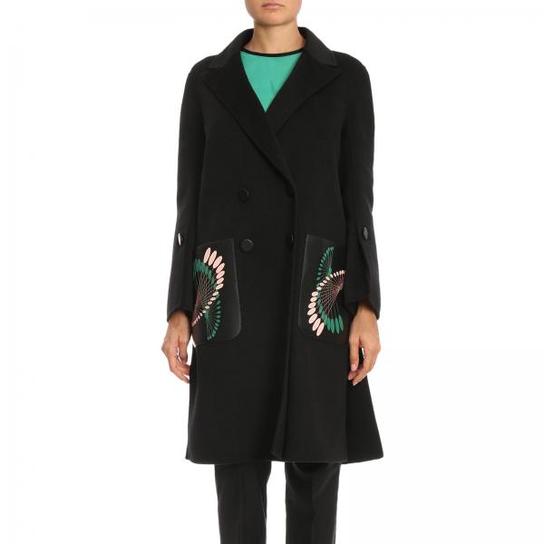 Fendi Outlet: Coat women | Coat Fendi Women Black | Coat Fendi FF8461 ...