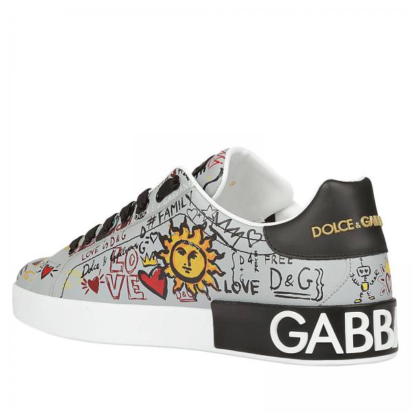 Dolce \u0026 Gabbana Outlet: Sneakers Portofino in pelle con stampe all over -  Fantasia | Sneakers Dolce \u0026 Gabbana CS1570 AU683 GIGLIO.COM
