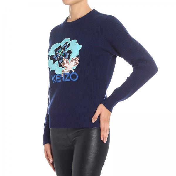 Kenzo Outlet Felpa a girocollo in cotone con maxi patch Floreale