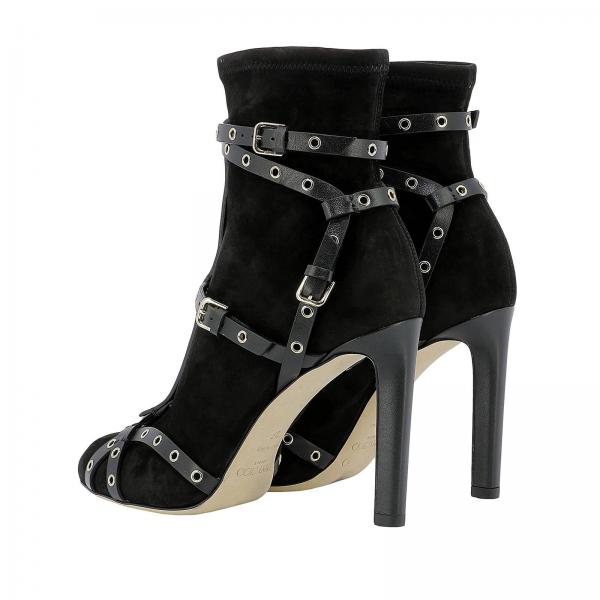 Jimmy Choo Outlet: Sock boot with leather buckles and all over studs ...