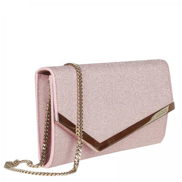 Jimmy Choo Outlet Emmie glitter clutch with asymmetrical metallic