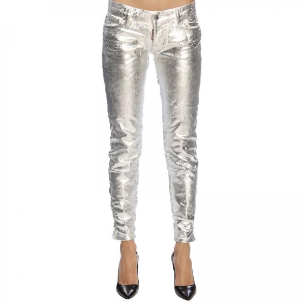 Dsquared2 Outlet: Jeans women - Silver | Jeans Dsquared2 ...