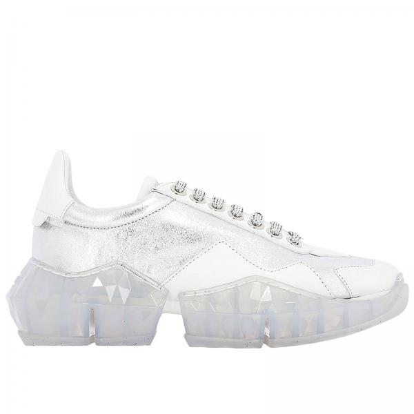 Jimmy Choo Outlet: Diamond / F sneakers in genuine laminated leather ...