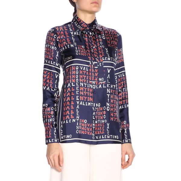 Outlet de Valentino Camisa para mujer, Azul Oscuro Camisa Valentino RB3AB12M 4ER en línea en