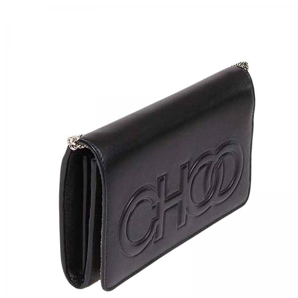 Jimmy Choo Outlet Leather shoulder bag with embossed maxi logo