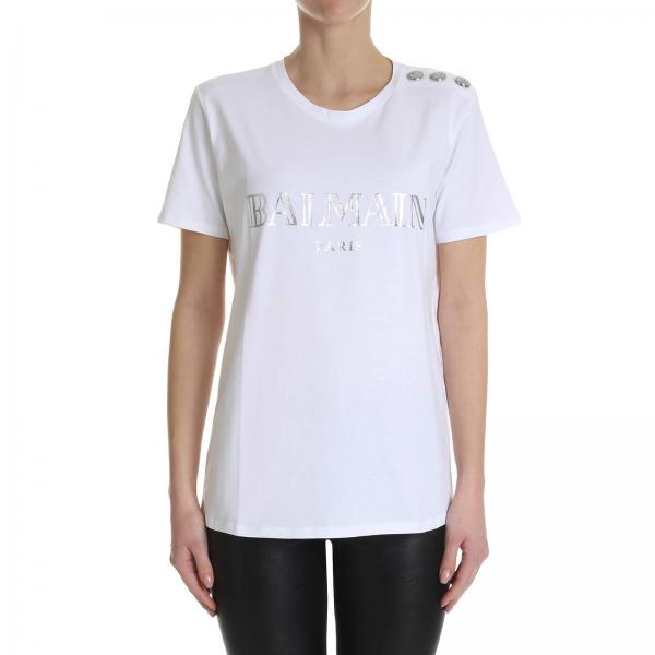 BALMAIN: t-shirt for woman - White | Balmain t-shirt RF21102I015 online ...
