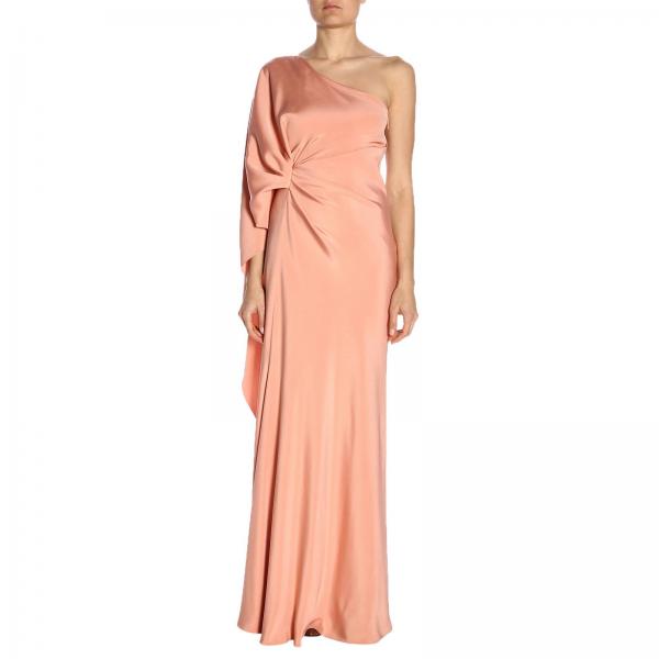 In Con Satin Abito Alberta Ferretti Drappeggiato Leggero Scollo A Monospalla ulF3TK1Jc