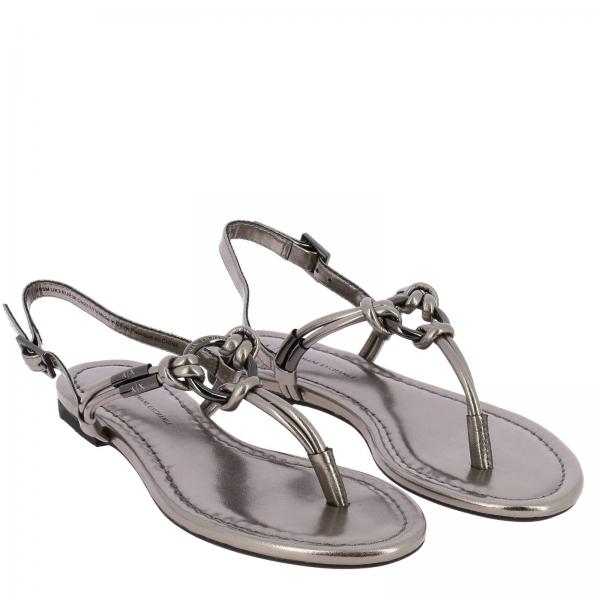 Armani Exchange Outlet: flat sandals for woman - Silver | Armani ...